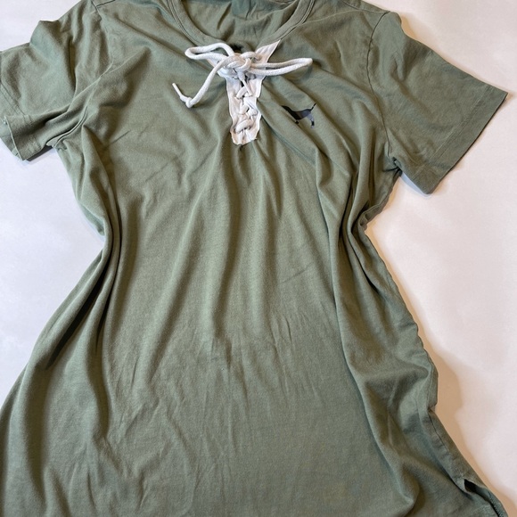 PINK Victoria's Secret Tops - Victoria’s Secret‎ Pink lace up t shirt medium